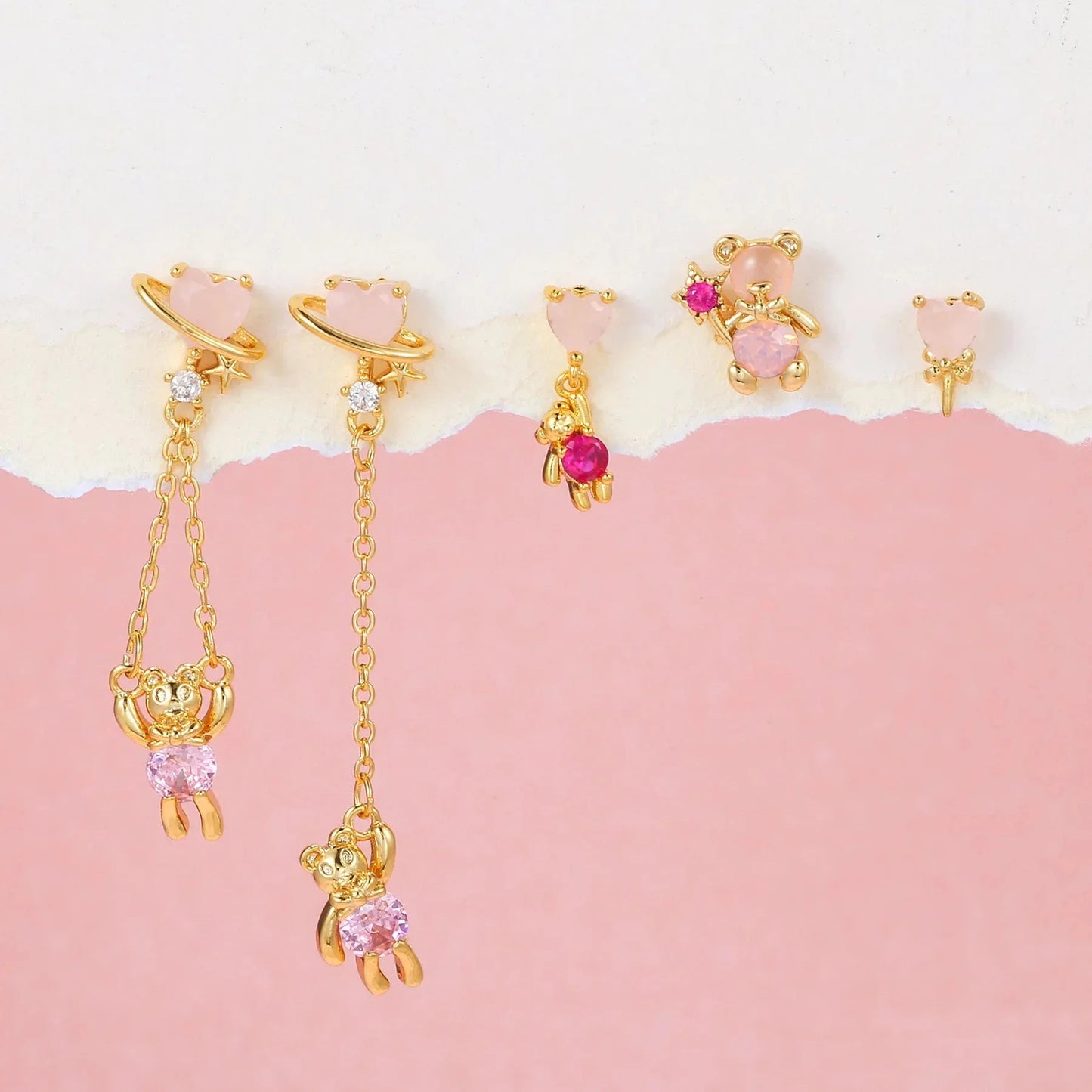 Cosmic Teddy Bear Dreams Earrings (5pc Set)
