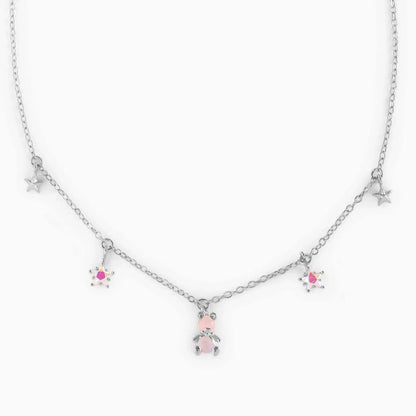 Kawaii Starry Bear Pink Station Necklace